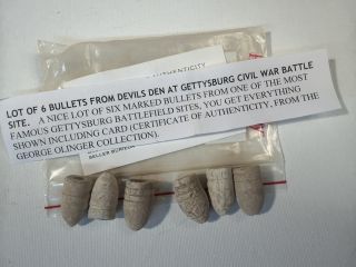 Lot of 6 Gettysburg bullets Devils Den