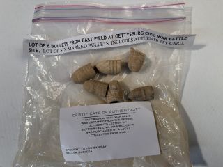 Lot of 6 Bullets Gettysburg